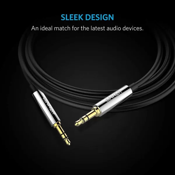 imageAnker 35mm Premium Auxiliary Audio Cable 4ft  12m AUX Cable for Headphones iPods iPhones iPads Home  Car Stereos and More Black