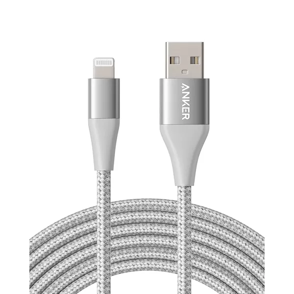 imageAnker Powerline II Lightning Cable 10ft  3m MFi Certified for Flawless Compatibility with iPhone XsXS MaxXRiPhone X  88 Plus  77 Plus  66 Plus  5  5S and MoreSilver