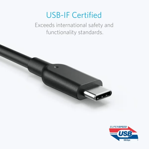 imageAnker Powerline II USBC to USB 31 Cable 3 feet Male BlackUSB Cables 3 feet USB C USB A 31 31 Gen 2 10000 Mbps Black