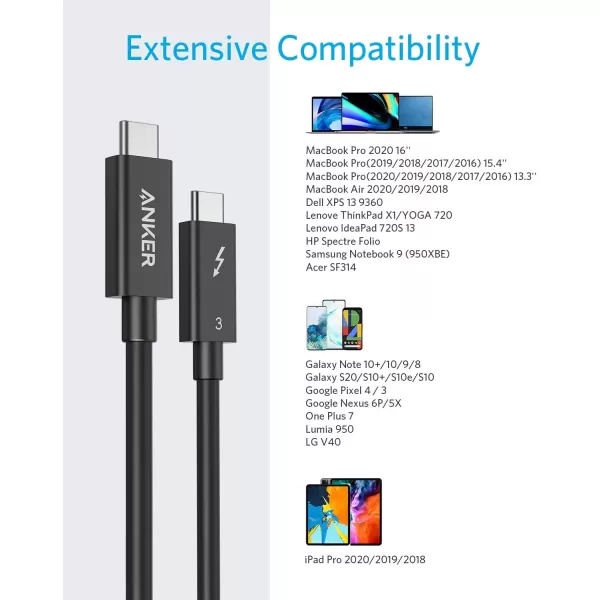 imageAnker USB C Cable Thunderbolt 30 100W Charging Supports 5K Display and 40 Gbps Data Transfer for iPhone 15 MacBook iPad Samsung Galaxy S23 and More23ft