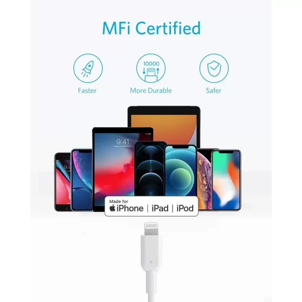 imageAnker USB C to Lightning Cable 6ft MFi Certified Powerline II for iPhone 14 14 Pro iPhone 13 13 Pro 12 Pro Max 12 11 X XS XR AirPods Pro Supports Power Delivery Charger Not Included Whitewhite