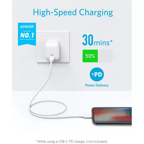 imageAnker USB C to Lightning Cable 6ft MFi Certified Powerline II for iPhone 14 14 Pro iPhone 13 13 Pro 12 Pro Max 12 11 X XS XR AirPods Pro Supports Power Delivery Charger Not Included Whitewhite