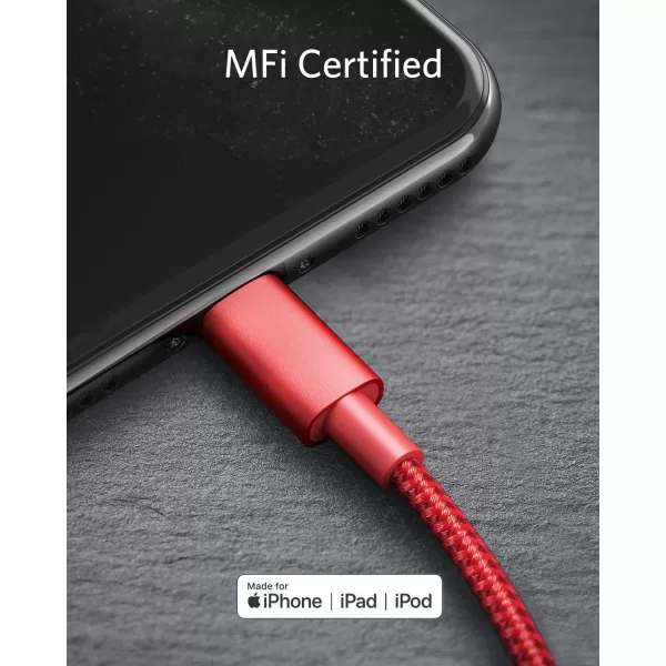 imageAnker iPhone Fast Charging Cable  6ft Nylon USBC to Lightning Cord MFi Certified for iPhone 131211X8 AirPods Pro Durable for Daily Use Ideal for TravelRed