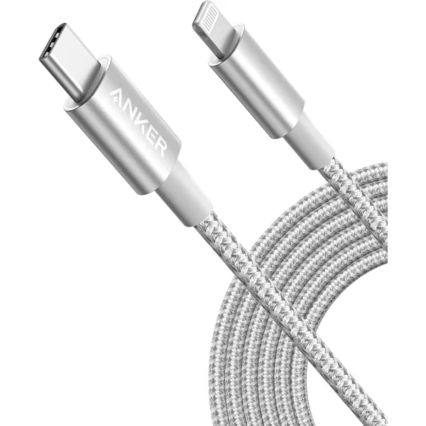 imageAnker iPhone Fast Charging Cable  6ft Nylon USBC to Lightning Cord MFi Certified for iPhone 131211X8 AirPods Pro Durable for Daily Use Ideal for TravelSilver