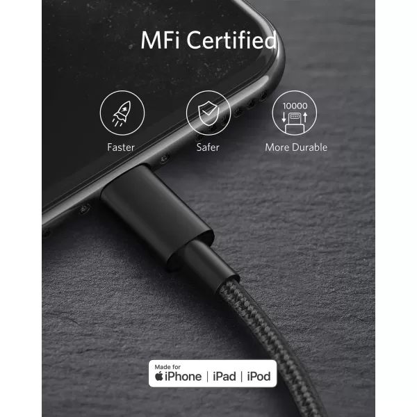 imageAnker iPhone Fast Charging Cable  6ft Nylon USBC to Lightning Cord MFi Certified for iPhone 131211X8 AirPods Pro Durable for Daily Use Ideal for TravelBlack