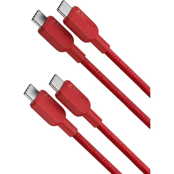 imageAnker 240W USB C to USB C Cable Pack of 26ft USB C Charger Cable Fast Charge for iPhone 1515Pro15Plus15ProMax MacBook Pro iPad Pro 2020 iPad Air 4 Samsung Galaxy S23S23 UltraUSB 20Red