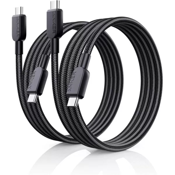 imageAnker 240W USB C to USB C Cable Pack of 26ft USB C Charger Cable Fast Charge for iPhone 1515Pro15Plus15ProMax MacBook Pro iPad Pro 2020 iPad Air 4 Samsung Galaxy S23S23 UltraUSB 20Black