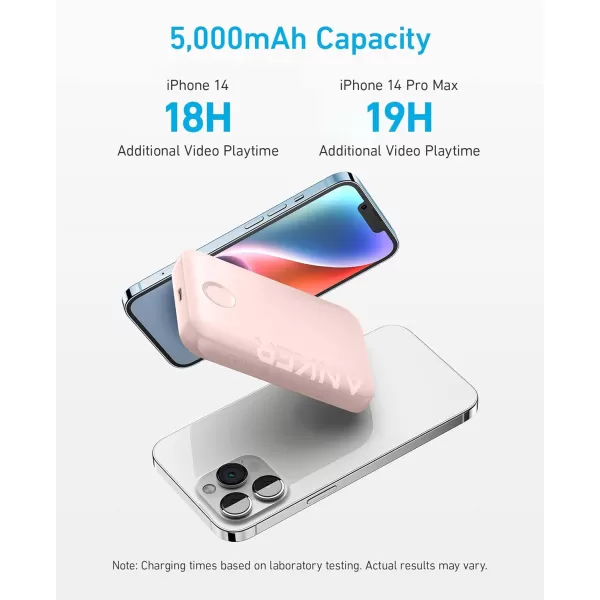 imageAnker 321 MagGo Battery PowerCore Magnetic 5K 5000mAh Magnetic Wireless Portable Charger Compatible with iPhone 1515 Plus15 Pro15 Pro Max iPhone 141312 SeriesPurplePink