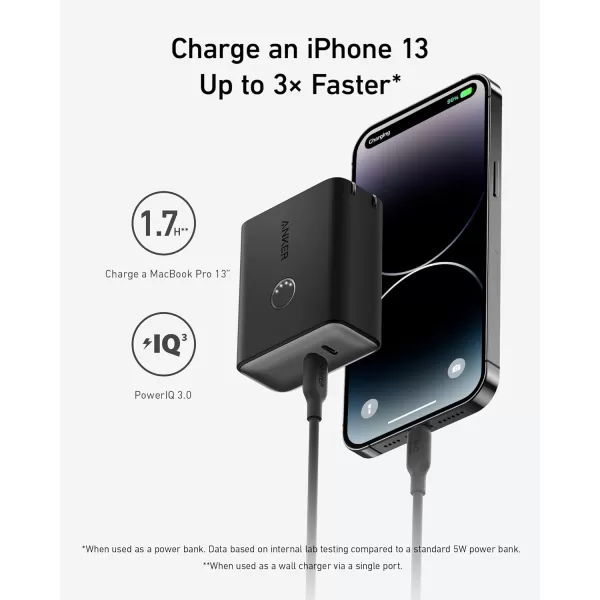 imageAnker 521 Power Bank 45W Wall Charger with 5000mAh 20W Portable Charger DualPort USBC for iPhone 15 Series iPhone 1413 Series iPad Pro AirPods Apple Watch Samsung Galaxy and MoreBlack