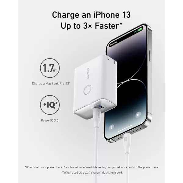 imageAnker 521 Power Bank 45W Wall Charger with 5000mAh 20W Portable Charger DualPort USBC for iPhone 15 Series iPhone 1413 Series iPad Pro AirPods Apple Watch Samsung Galaxy and MoreAurora White