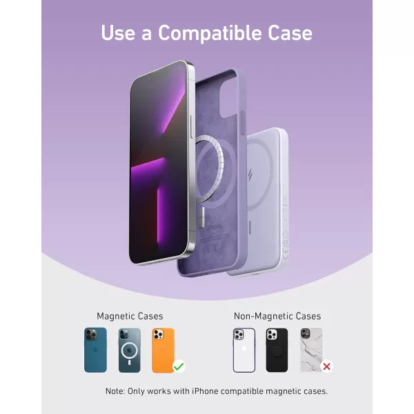 imageAnker 621 Magnetic Portable Charger MagGo 5000mAh Wireless Power Bank with USBC Cable MagsafeCompatible Battery Pack for iPhone 16 15141312 Seriespurple