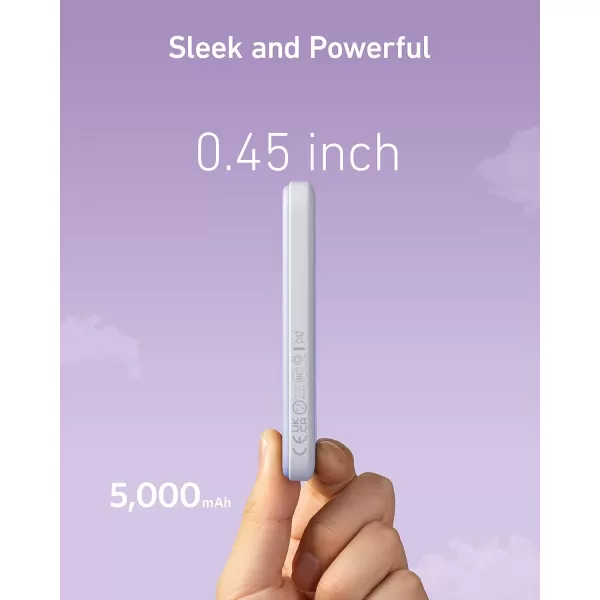 imageAnker 621 Magnetic Portable Charger MagGo 5000mAh Wireless Power Bank with USBC Cable MagsafeCompatible Battery Pack for iPhone 16 15141312 Seriespurple