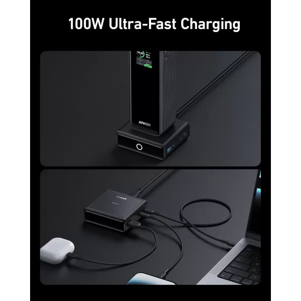 imageAnker Charging Base 100W Fast Charging with 4 Ports for Anker Prime Power Bank Compatible with MacBook iPhone 1515 Plus15 Pro15 Pro Max14 Series Samsung Pixel Power Bank Not Included