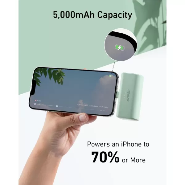 imageAnker Nano Portable Charger for iPhone with Builtin MFi Certified Lightning Connector Power Bank 5000mAh 12W Compatible with iPhone 1414 Pro  14 Plus iPhone 13 and 12 Series BlackPink