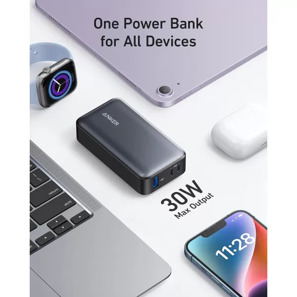 imageAnker Nano Power Bank 10000mAh Portable Charger with Builtin USBC Cable 30W Recharging 30W Max Output with 1 USBC 1 USBA for iPhone 1615 Series MacBook Galaxy AirPods and Morewithout cable Purple