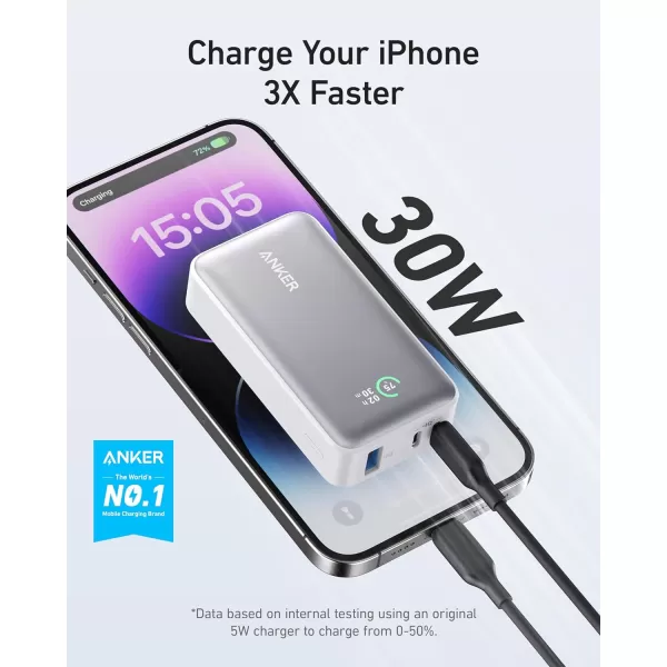 imageAnker Nano Power Bank 10000mAh Portable Charger with Builtin USBC Cable 30W Recharging 30W Max Output with 1 USBC 1 USBA for iPhone 1615 Series MacBook Galaxy AirPods and Morewithout cable White