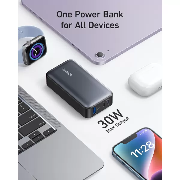 imageAnker Nano Power Bank 10000mAh Portable Charger with Builtin USBC Cable 30W Recharging 30W Max Output with 1 USBC 1 USBA for iPhone 1615 Series MacBook Galaxy AirPods and Morewithout cable White