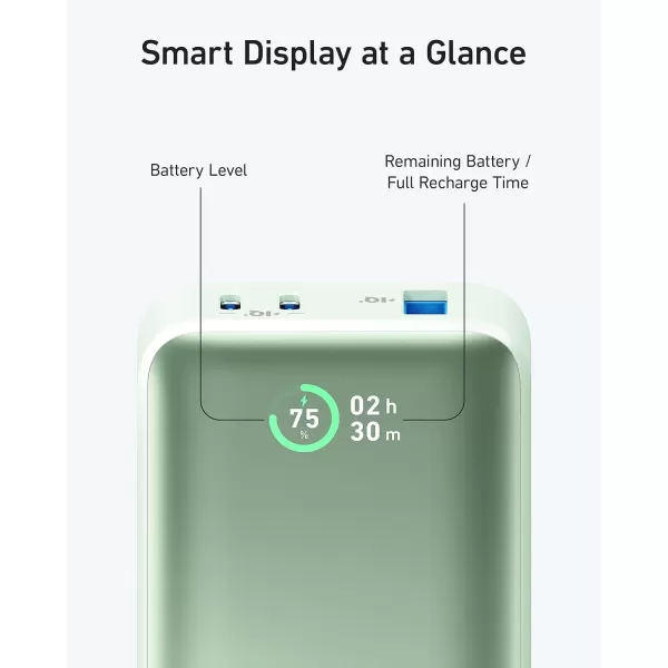 imageAnker Nano Power Bank 10000mAh Portable Charger with Builtin USBC Cable 30W Recharging 30W Max Output with 1 USBC 1 USBA for iPhone 1615 Series MacBook Galaxy AirPods and Morewithout cable Green