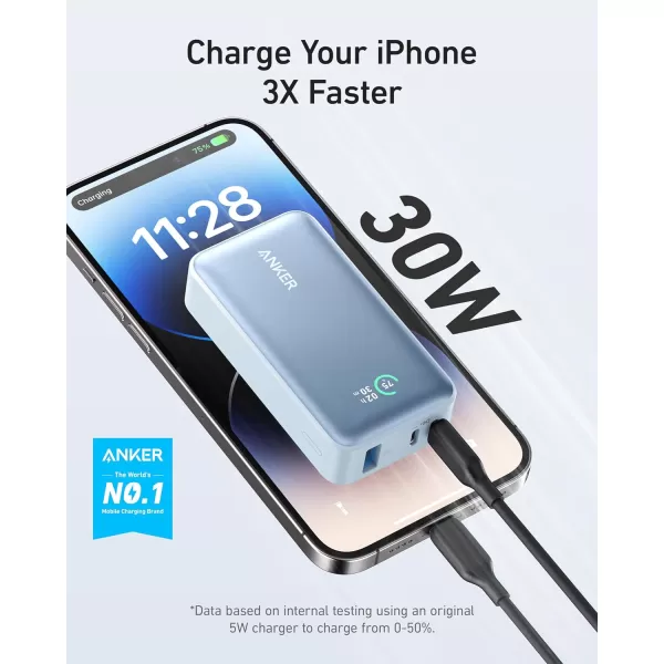 imageAnker Nano Power Bank 10000mAh Portable Charger with Builtin USBC Cable 30W Recharging 30W Max Output with 1 USBC 1 USBA for iPhone 1615 Series MacBook Galaxy AirPods and Morewithout cable Blue