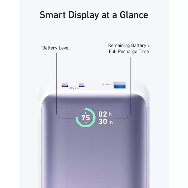 imageAnker Nano Power Bank 10000mAh Portable Charger with Builtin USBC Cable 30W Recharging 30W Max Output with 1 USBC 1 USBA for iPhone 1615 Series MacBook Galaxy AirPods and Morewithout cable Purple