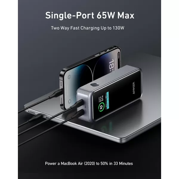 imageAnker Prime Power Bank 12000mAh 2Port Portable Charger with 130W Output Smart Digital Display Compatible with iPhone 1413 Series Samsung MacBook Dell and More