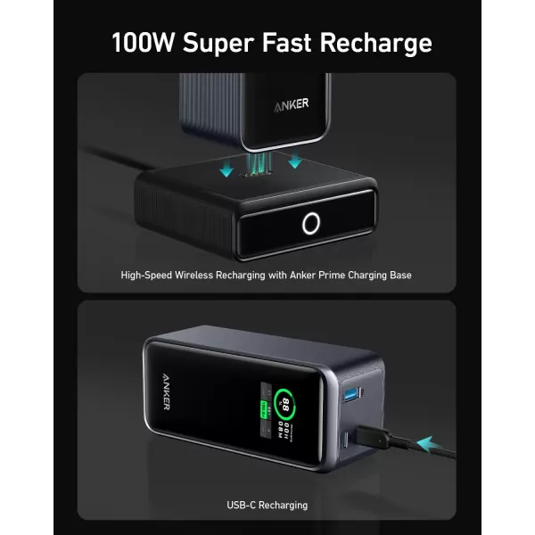 imageAnker Prime Power Bank 20000mAh Portable Charger with 200W Output Smart Digital Display 2 USBC and 1 USBA Port Compatible with iPhone 16151413 Series Samsung MacBook Dell and More5 x 215 x 195 inches