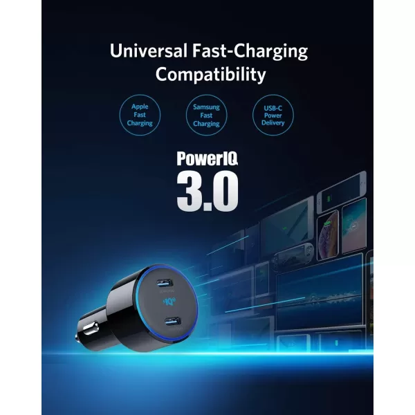 imageAnker USB C Car Charger 50W 2Port PIQ 30 Fast Charger Adapter PowerDrive III Duo  Power Delivery for iPhone 15 14 13 12 11 Series Galaxy S20S10S9 Note 9 iPad Pro MacBook Air and More