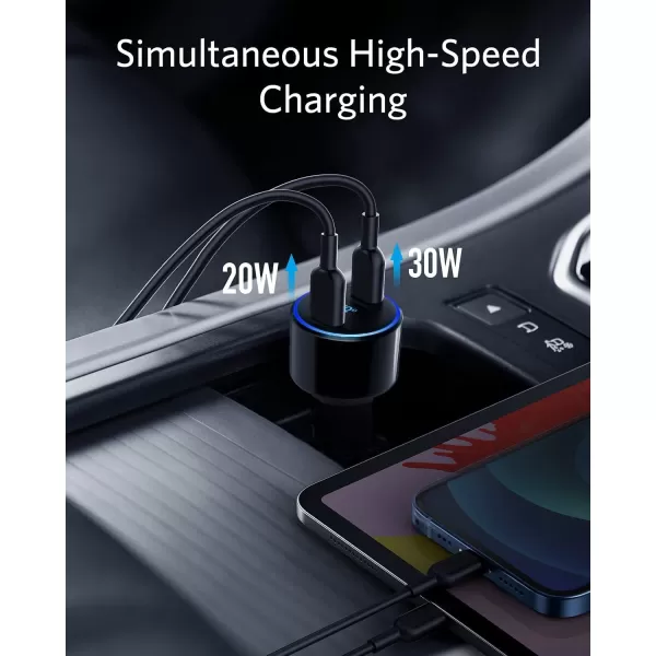 imageAnker USB C Car Charger 50W 2Port PIQ 30 Fast Charger Adapter PowerDrive III Duo  Power Delivery for iPhone 15 14 13 12 11 Series Galaxy S20S10S9 Note 9 iPad Pro MacBook Air and More