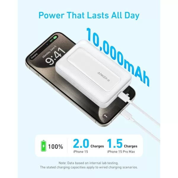 imageAnker Zolo Magnetic Power Bank Compact 10000mAh Wireless Portable Charger with 30W Max Fast Charging SkinFriendly and Durable Battery Pack for iPhone 161514 Series AirPods and MoreBlack