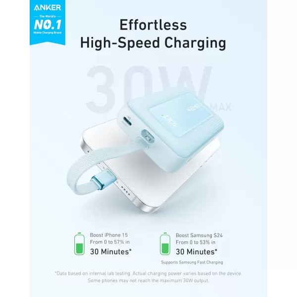 imageAnker Zolo Power Bank 20000mAh 30W HighSpeed Portable Charger with Builtin USBC Cable 1 USBC 1 USBA Battery Pack for iPhone 161515 Pro15 Pro Max15 Plus MacBook Galaxy and MoreBlue