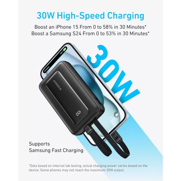 imageAnker Zolo Power Bank 20000mAh 30W Max Fast Portable Charger with Builtin USBC and MFi Certified Lightning Cables 1 USBC 1 USBA Battery Pack for iPhone 1615 Series MacBook GalaxyBlue