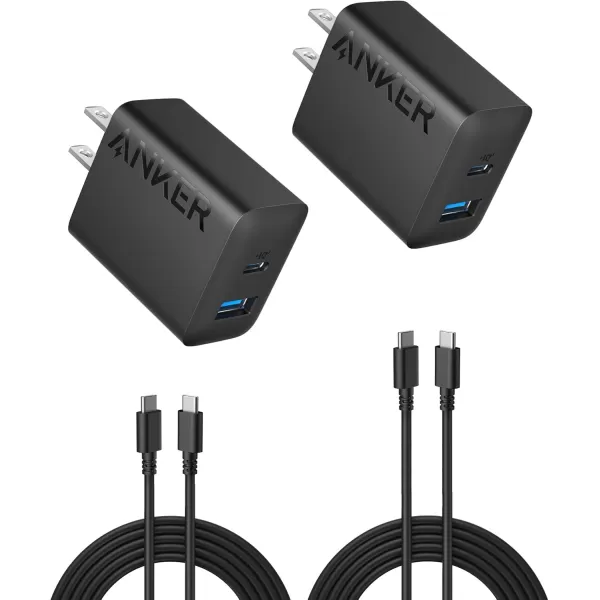 imageAnker iPhone 16 Charger Anker USB C Charger Block 2Pack 20W Fast Wall Charger for 1616 ProPro MaxiPad Pro and More with 2 Pack 5 ft USBC CableBlack