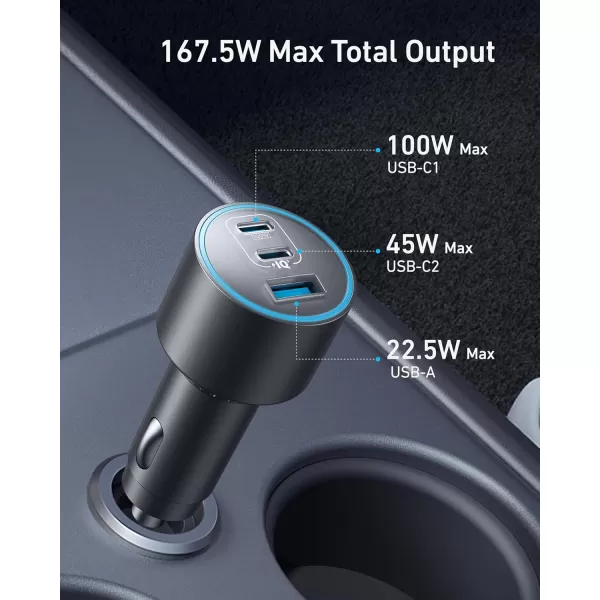 imageAnker iPhone 16 USBC Car Charger 1675W Max 3Port UltraCompact TypeC Fast iPhone Car Charger for MacBook ProAir iPhone 1514  13 Series Samsung S24  S23 iPad Pro AirPods and More