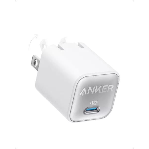 imageAnker Nano Charger USB C GaN Charger 30W PIQ 30 Foldable PPS Fast Charger for iPhone 16  15 and more series Galaxy iPad Compatible with MagSafeAurora White