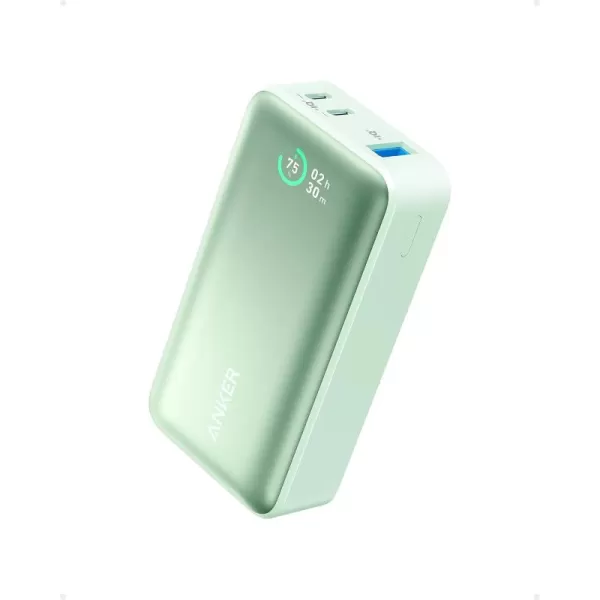 imageAnker Nano Power Bank 10000mAh Portable Charger with Builtin USBC Cable 30W Recharging 30W Max Output with 1 USBC 1 USBA for iPhone 1615 Series MacBook Galaxy AirPods and Morewithout cable Green