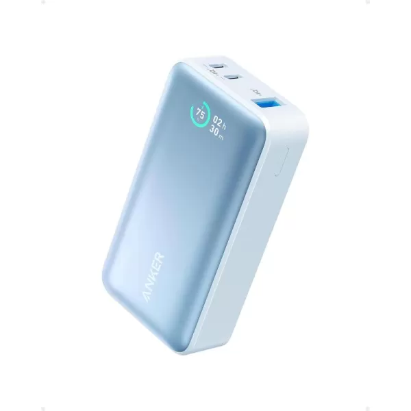 imageAnker Nano Power Bank 10000mAh Portable Charger with Builtin USBC Cable 30W Recharging 30W Max Output with 1 USBC 1 USBA for iPhone 1615 Series MacBook Galaxy AirPods and Morewithout cable Blue