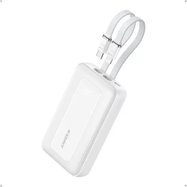 imageAnker Zolo Power Bank 20000mAh 30W Max Fast Portable Charger with Builtin USBC and MFi Certified Lightning Cables 1 USBC 1 USBA Battery Pack for iPhone 1615 Series MacBook GalaxyWhite