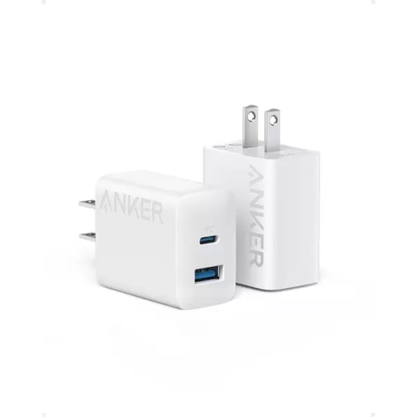 imageAnker iPhone 16 Charger Anker USB C Charger Block 2Pack 20W Fast Wall Charger for 1616 ProPro MaxiPad Pro and More with 2 Pack 5 ft USBC CableWhite