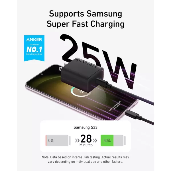 imageAnker 25W USBC Super Fast Charger Anker Charger NonFoldable with USBC Cable Supports PPS Fast Charging for Samsung Galaxy S23 UltraS23S23S22S21S20Note 20 ampamp More 2Pack 5ft Cable IncludedBlack