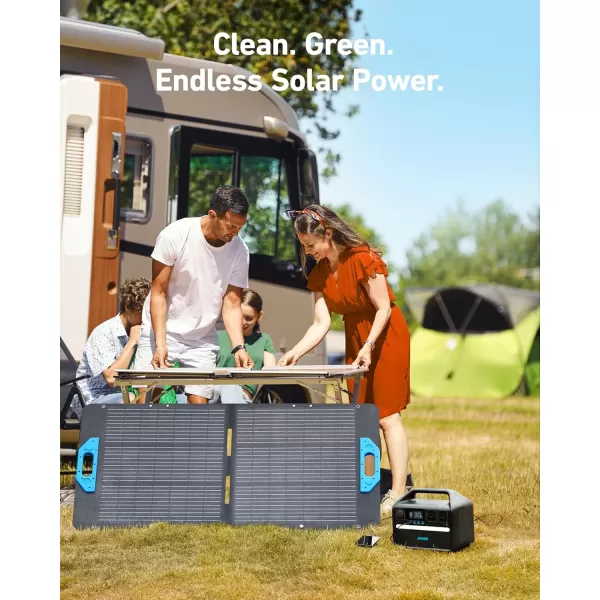 imageAnker 535 Portable Power Station 512Wh Solar Generator Solar Panel Optional with LiFePO4 Battery Pack 500W 9Port Powerhouse 4 AC Outlets 60W USBC PD Output LED Light for Outdoor Camping RVAnker PowerHouse 5351100W Solar Panel