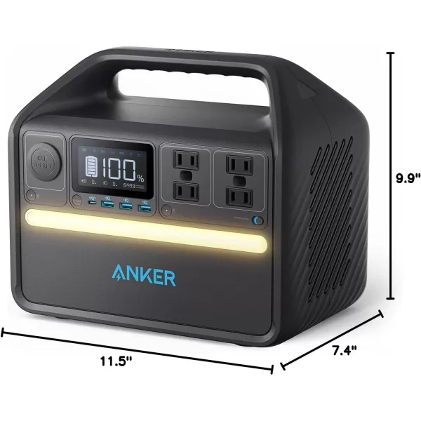 imageAnker 535 Portable Power Station 512Wh Solar Generator Solar Panel Optional with LiFePO4 Battery Pack 500W 9Port Powerhouse 4 AC Outlets 60W USBC PD Output LED Light for Outdoor Camping RVAnker PowerHouse 535