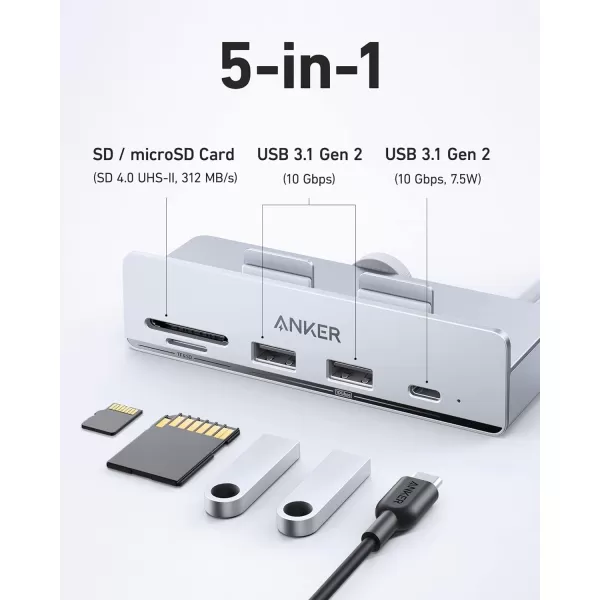 imageAnker 535 USB C Hub 5in1 with 2 USBA 10 Gbps Data Ports USBC 10 Gbps Port SD and microSD Card Reader for iMac Pro  iMac 24 inch 2021  iMac 27 inch  215 inch