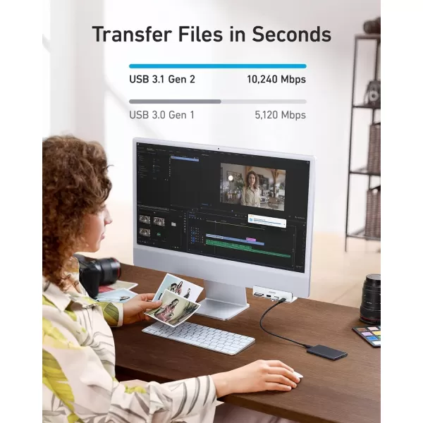 imageAnker 535 USB C Hub 5in1 with 2 USBA 10 Gbps Data Ports USBC 10 Gbps Port SD and microSD Card Reader for iMac Pro  iMac 24 inch 2021  iMac 27 inch  215 inch