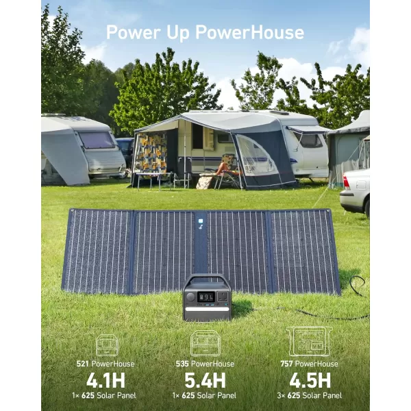 imageAnker 625 Solar Panel with Adjustable Kickstand 100W Portable Solar Generator Compatible with Powerhouse 256Wh 512Wh and 1229Wh Sold Separately for Camping Hiking Blackouts and More