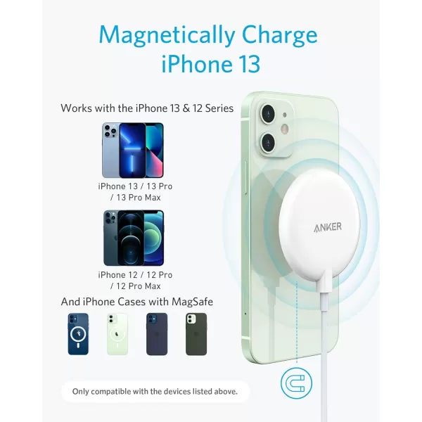 imageAnker 75W Magnetic Wireless Charger with USBC Bundle 5 ft Builtin Cable 313  Pad Only for iPhone 1414 Pro14 Pro Max1313 Max