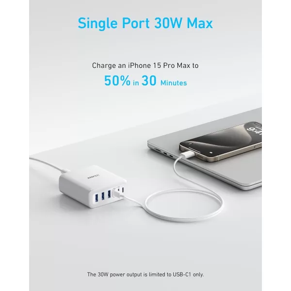 imageAnker Desktop Charger Fast Charging USB C Charger 112W Max 6Port Charging Station for iPhone iPad MacBook Samsung and More Cable Not IncludedWhite