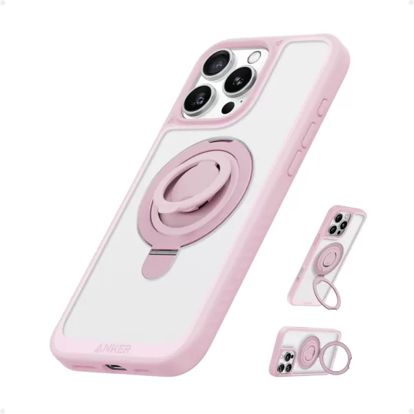 imageAnker Magnetic Ring Stand for iPhone 16 Pro Max Case Silicone Finger Ring Grip Stand Holder Military Grade Drop Tested Compatible with MagSafe Built in Kickstand Soft Edge AntiFingerprint PinkPink