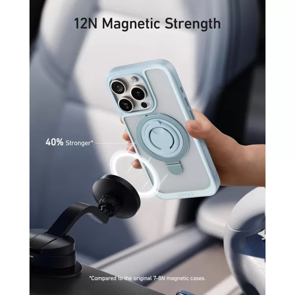 imageAnker Magnetic Ring Stand for iPhone 16 Pro Max Case Silicone Finger Ring Grip Stand Holder Military Grade Drop Tested Compatible with MagSafe Built in Kickstand Soft Edge AntiFingerprint PinkBlue