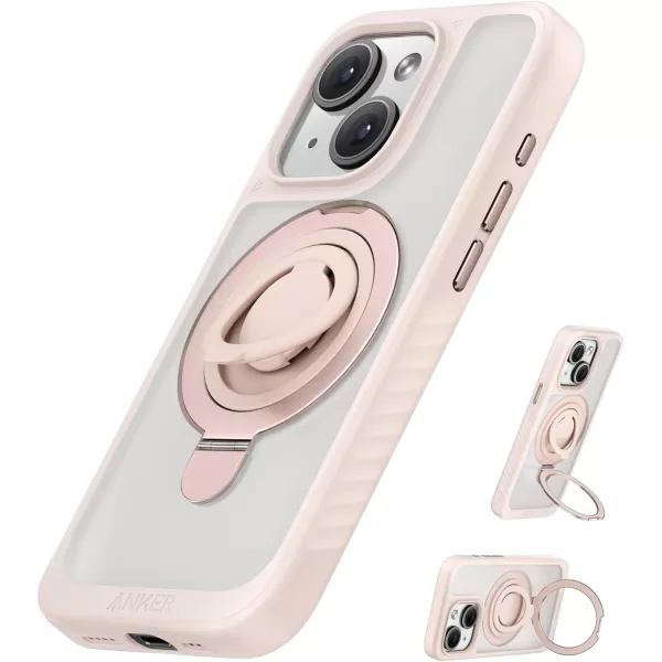 imageAnker Magnetic Ring Stand for iPhone 16 Pro Max Case Silicone Finger Ring Grip Stand Holder Military Grade Drop Tested Compatible with MagSafe Built in Kickstand Soft Edge AntiFingerprint PinkPink