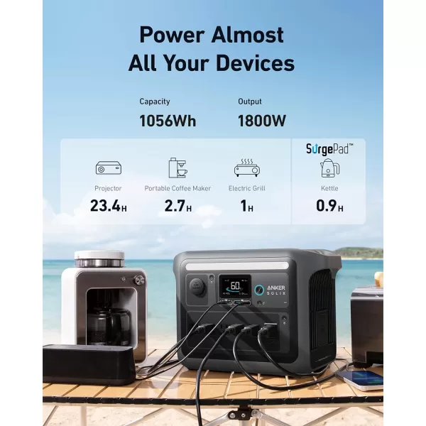 imageAnker SOLIX C1000 Portable Power Station and BP1000 Expansion Battery 1800W Solar Generator Full Charge in 58 Min 2112Wh LiFePO4 Battery for Outdoor Camping and Home Backup Optional Solar PanelAnker Solix C1000400W Solar Panel